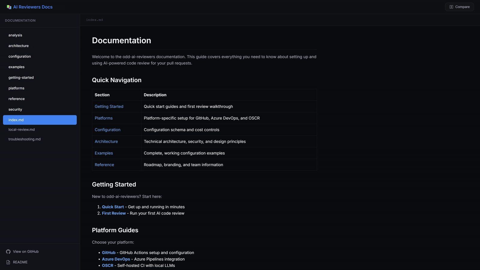 The odd-ai-reviewers documentation site.