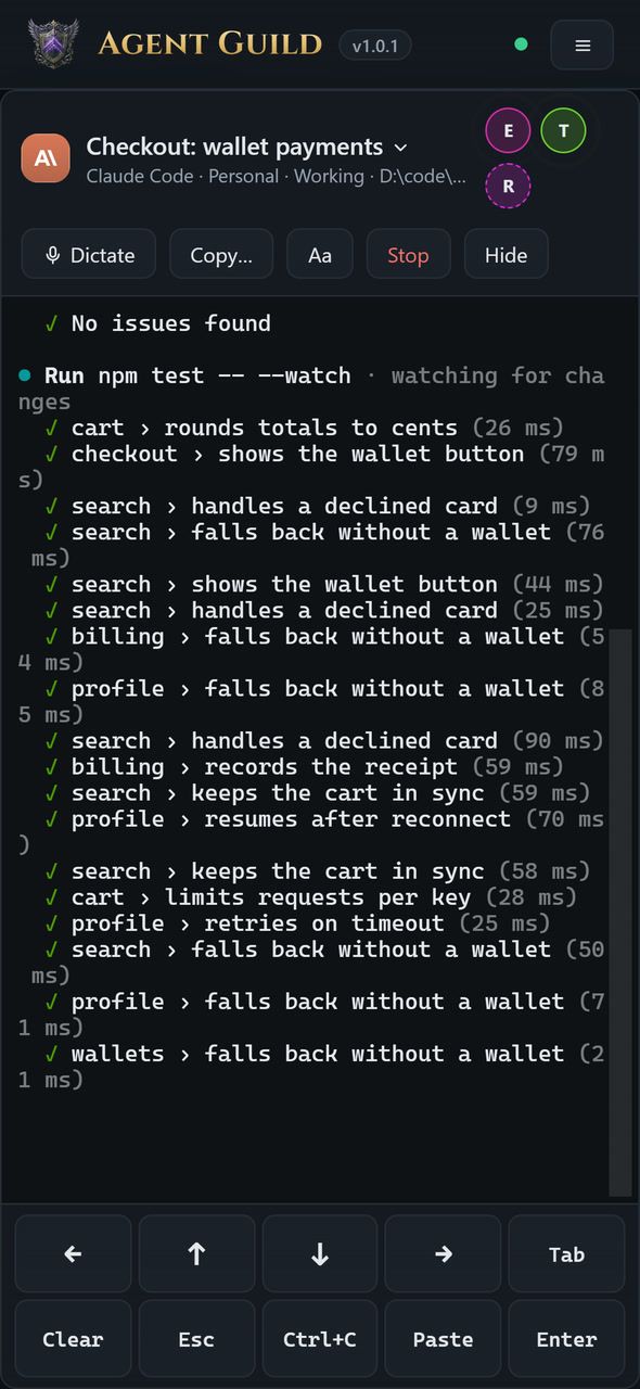 A Claude Code terminal on a phone, with touch keys below it.