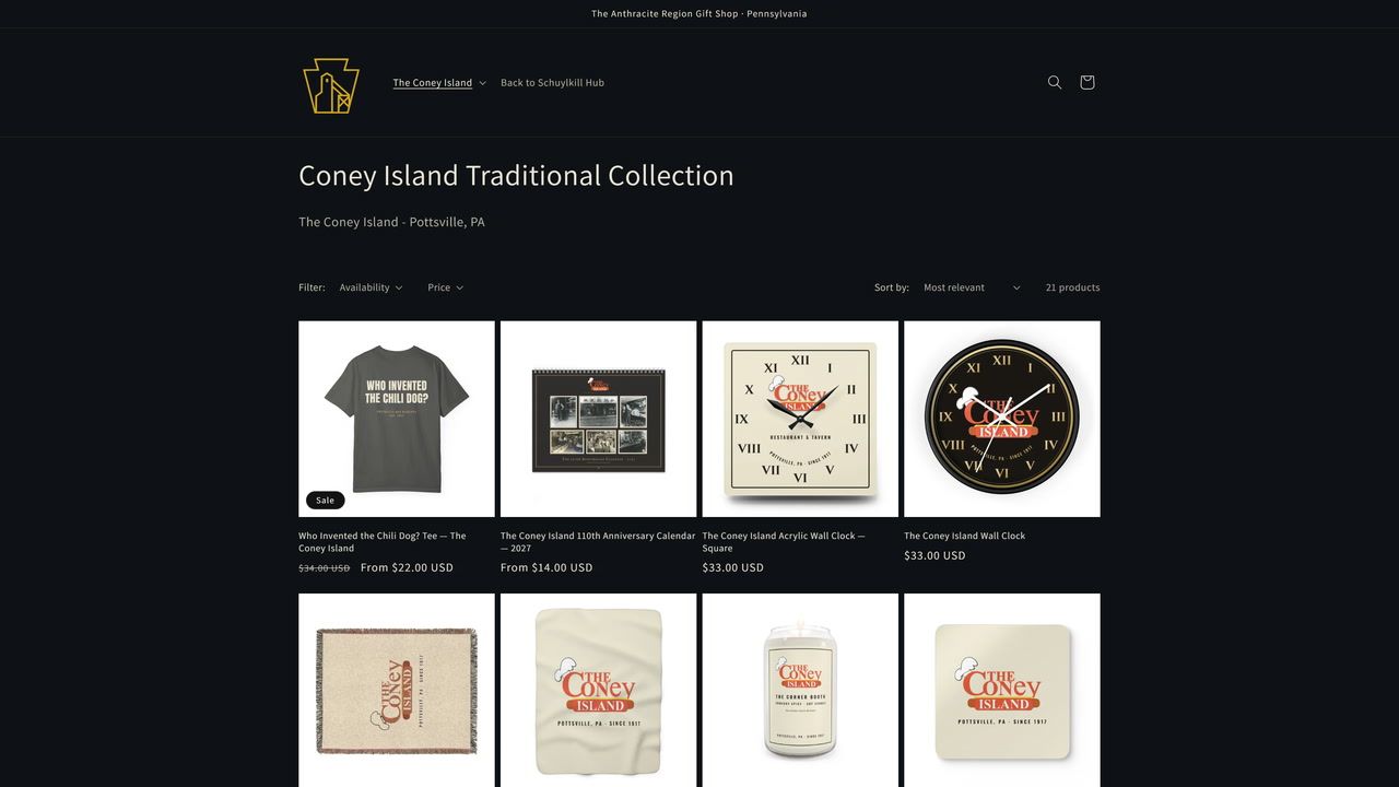 The merch shop: a short recording of shop.coneyislandpottsville.com.