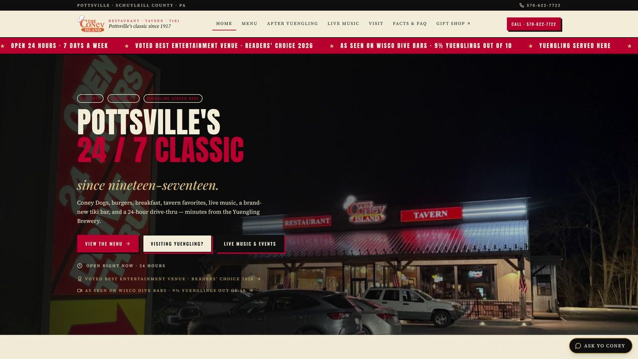 The website: a short recording of coneyislandpottsville.com.