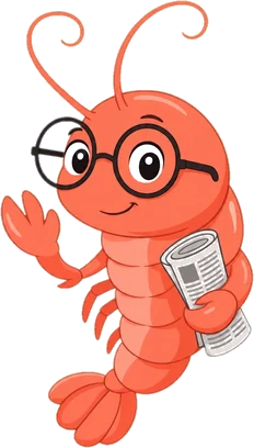 The Agent Brief’s mascot: a cartoon shrimp, waving.
